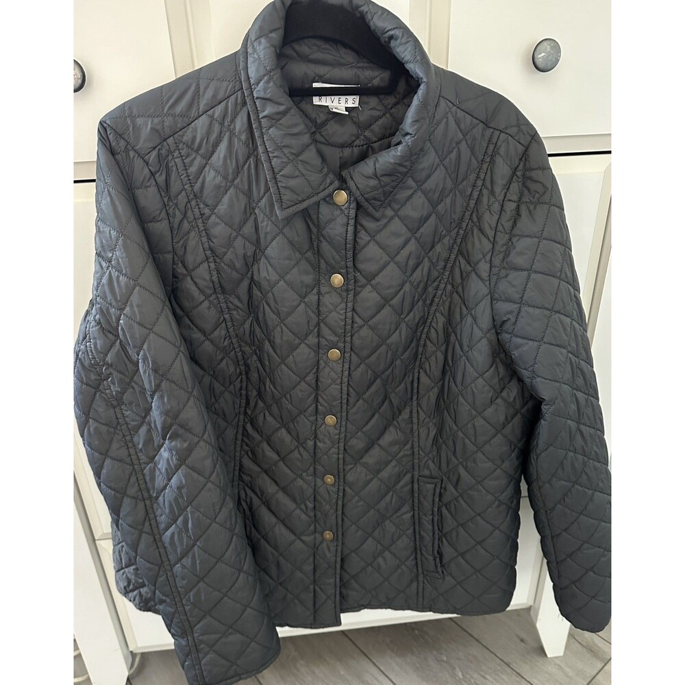 Joan Rivers Classic Quilted Barn Jacket Coat Snap Front Grey Charcoal Womens XL